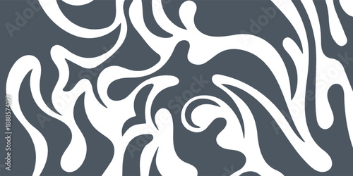 Abstract Swirl Pattern in White on Gray Background for Modern Decor and Design