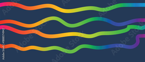 3D Rainbow Technology Wavy Lines on Dark Background for Futuristic Digital Connectivity