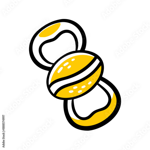 Baby's Comfort: A pacifier, designed in a simple, flat design, that represents the essence of soothing comfort for newborns, ready to bring gentle relief