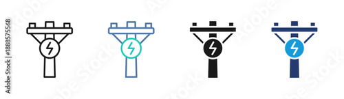 Power Pole icon set multiple style collection