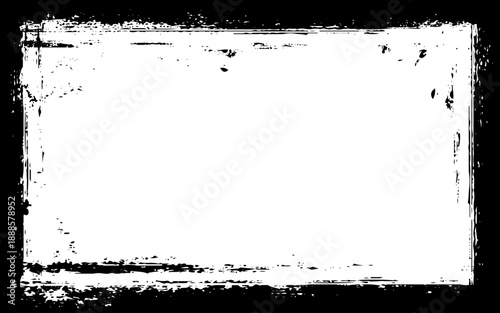 Black grunge painted frame on transparent background. An image of a nice grunge frame