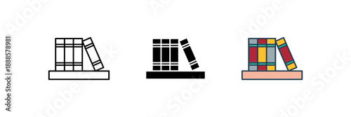 library icon. Line, solid and filled outline colorful version, outline and filled vector sign. Idea Symbol, logo illustration. Vector graphics
