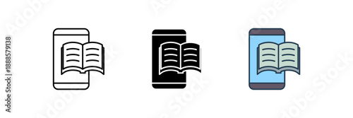 e book icon. Line, solid and filled outline colorful version, outline and filled vector sign. Idea Symbol, logo illustration. Vector graphics