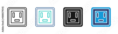 Power Socket icon set multiple style collection