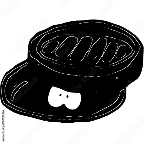 Vintage black bowler hat with stylish white bowtie