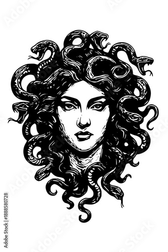Mythical Medusa with snakes in her hair