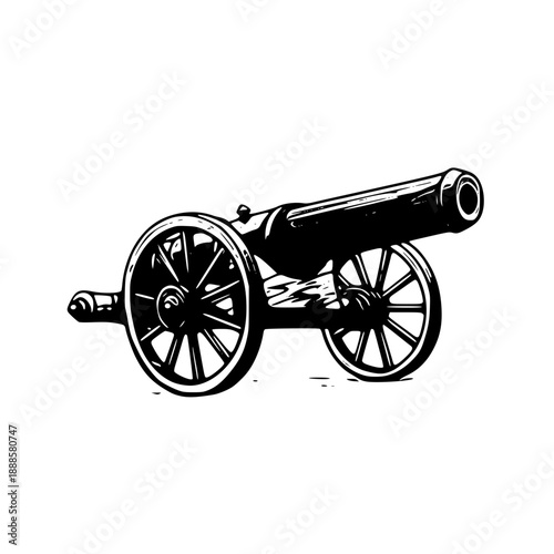 Vintage cannon on wheels for historical reenactments and military displays