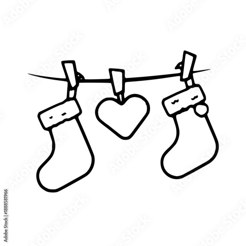 Christmas Stockings and Heart Decoration