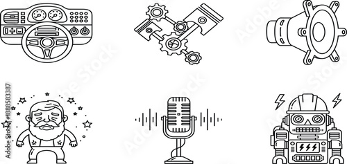 Set of hand drawn vector icons and doodle elements featuring business, web, and mobile media sketches for computer network and cloud technology design concept
