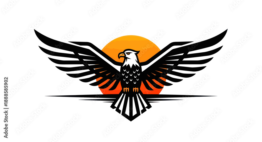 Obraz premium Soaring eagle silhouette against a sunset vector illustration