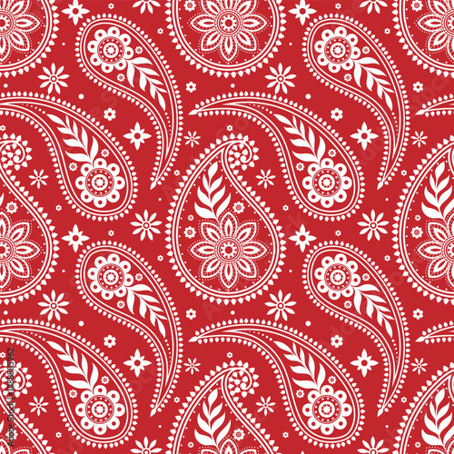 Paisley floral pattern vintage ethnic modern embroidery texture boho design hand drawn flower motif  leaves wallpaper seamless background border.