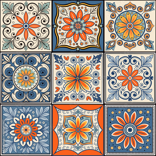 Tile pattern seamless flourish background element arabic decorative design for floor or wall