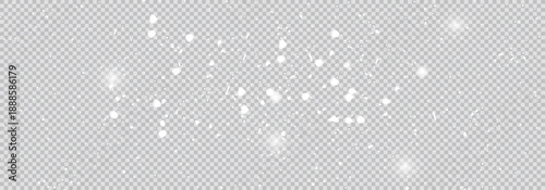 Realistic falling snow. Panorama view transparent background. 