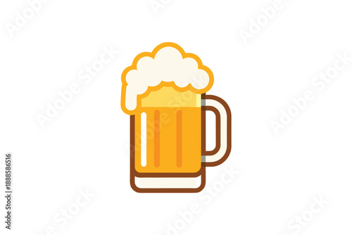 Refreshing beer mug with frothy head isolated on a clean white background, perfect for beverage themes