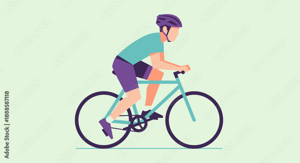 Fototapeta premium Man Riding Bicycle Illustration with Simple Design.