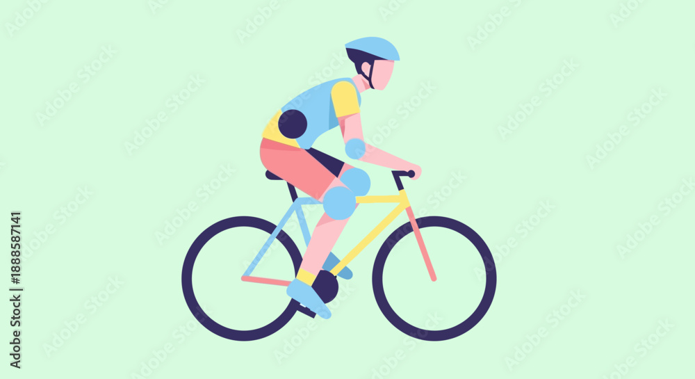 Fototapeta premium Cyclist Riding a Bicycle with Colorful Attire.