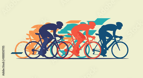 Cyclists Racing in a Competitive Event.