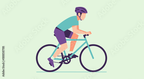 Man Riding Bicycle Illustration with Simple Design.