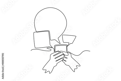 Communication concept. Single line draw design. Full length animation illustration. High quality 4k footage