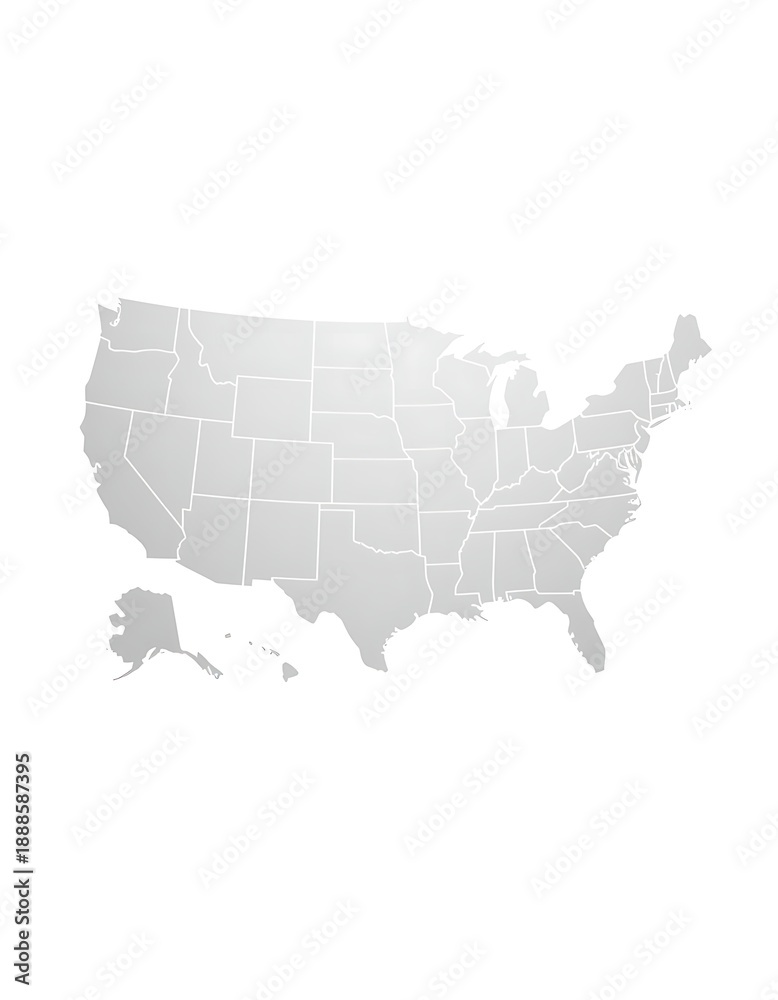 Fototapeta premium Outline map of United States of America showing state borders