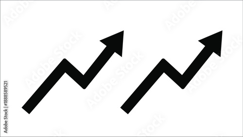 Black arrows pointing upwards in a jagged fluctuating pattern