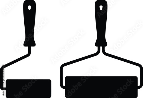 Two black silhouette paint rollers of different sizes ready for home renovation projects