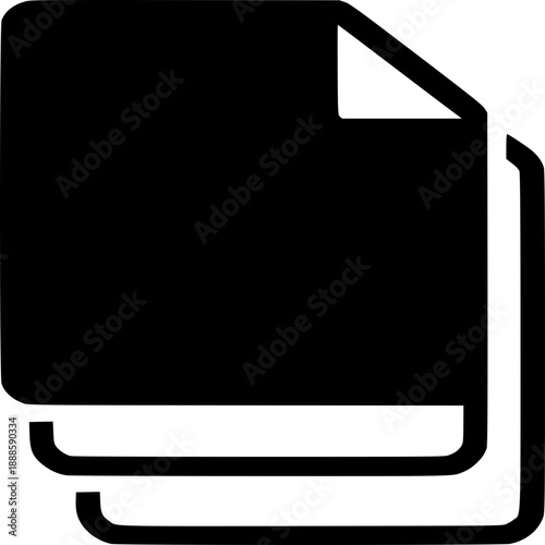 File Version: Abstract black and white vector icon symbolising multiple states of the same content through parallel or offset structural forms.