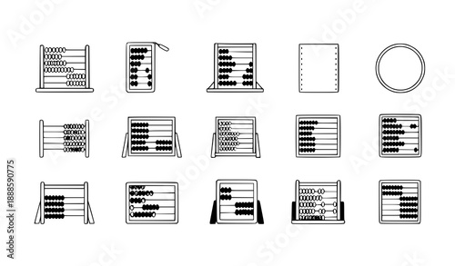Educational abacus vector icon set colorful counting tool illustrations for web and apps