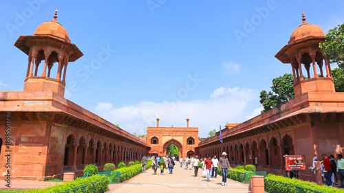 India, Uttar Pradesh, Agra, View of  Agra Fort Passage Way, the 17th Century Mughal Fort. 
