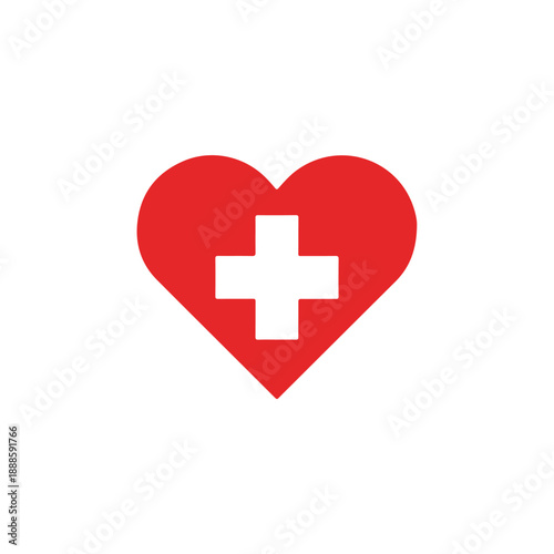 Heart with Medical Cross Symbol