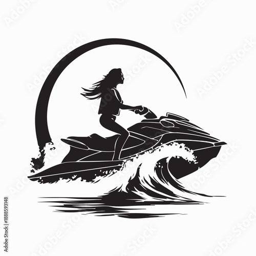 Jet Ski Water Sport racing Silhouette Vector Illustration Design.