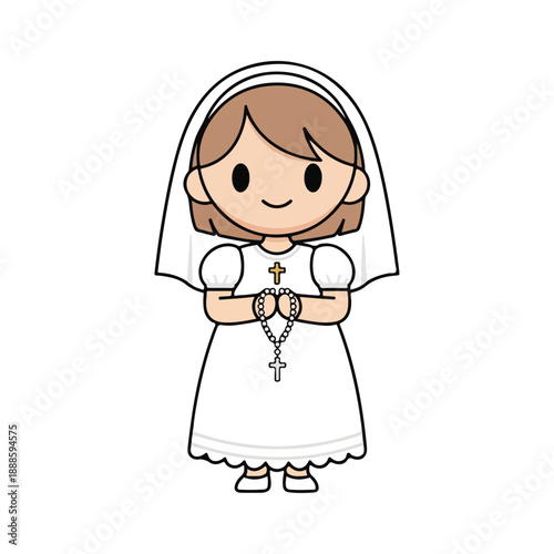 Young Girl in First Communion Dress