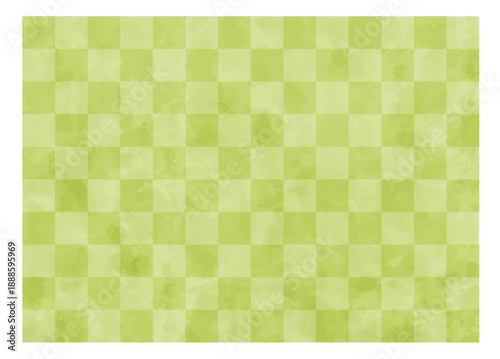 和紙の質感をイメージした若草色の市松模様　落ち着いた雰囲気の背景素材