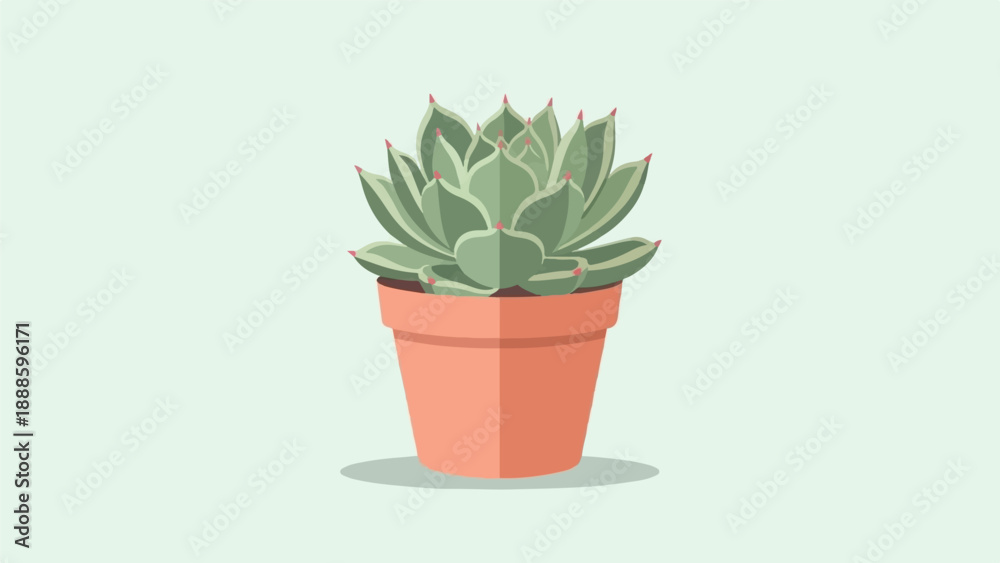 Obraz premium A simple illustration of a green succulent plant in a terracotta pot