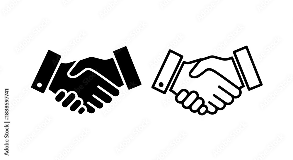Obraz premium Handshake Icons: Business Agreement and Partnership Symbol