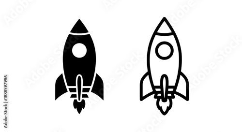 Rocket ship icon taking off, symbolizing launch, startup, and speed.