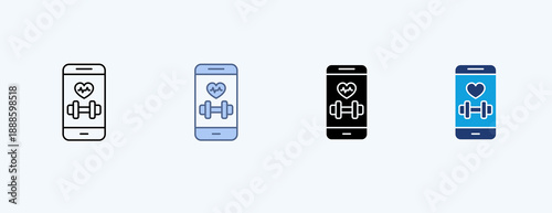 Fitness App Multiple Icon Illustration Vector