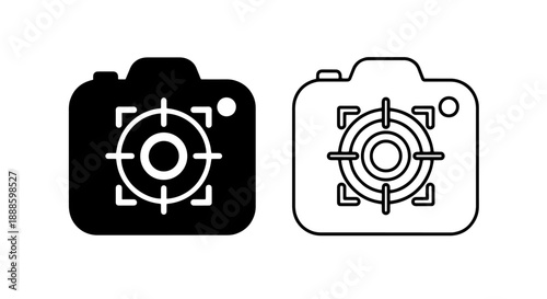 Camera Focus Icon: Photography and Digital Image Capture Symbol for Creative Media and Visual Content