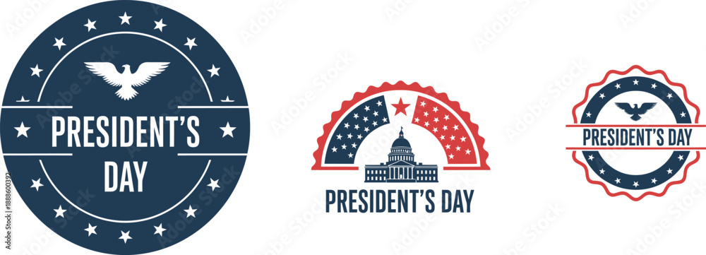 Naklejka premium President's Day Vector Badges and Emblems Collection with Patriotic American Symbols