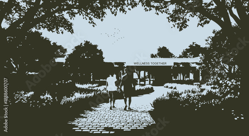 silhouette of a person walking in the park