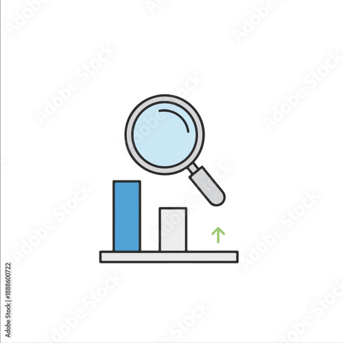 Magnifying Glass Examining Bar Chart