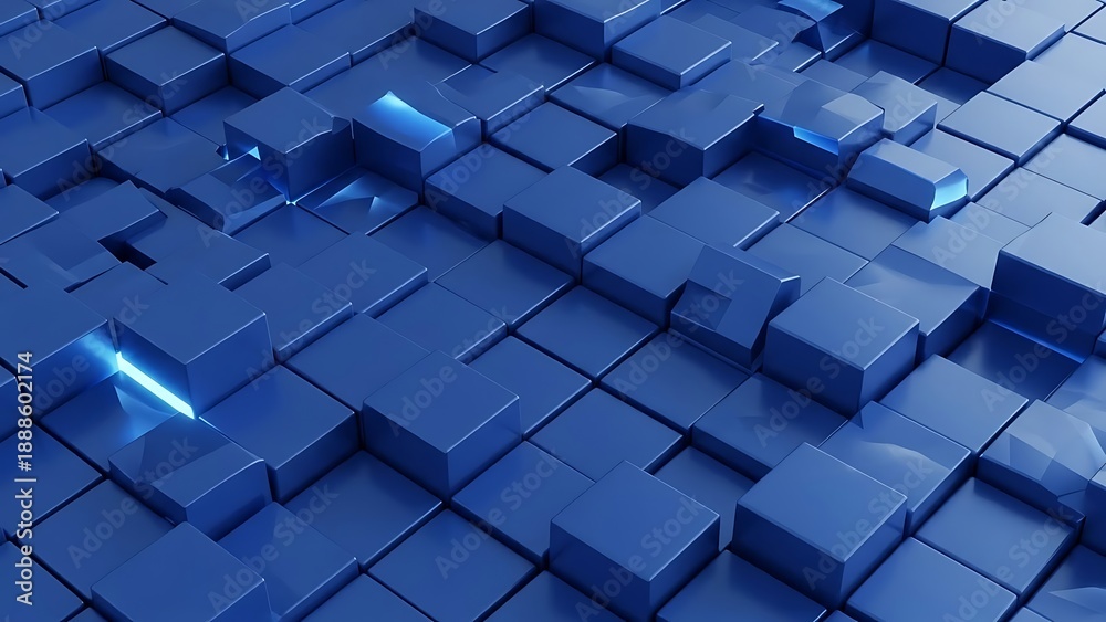 Fototapeta premium Abstract blue cubes in a modern digital 3 d pattern background