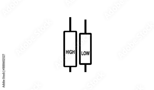 Forex and stock trading candlestick icon vector showing high and low prices isolated on white
