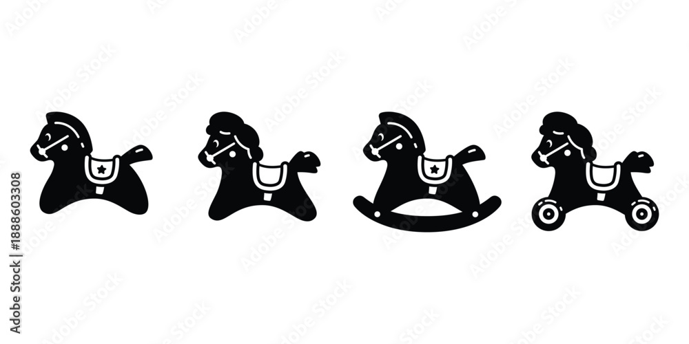 Obraz premium horse toy pony cartoon icon logo character vector symbol doodle kid vintage illustration design scarf isolated