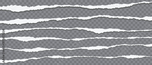 Torn paper layers in shades of gray on white background