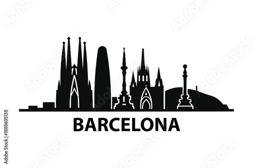 Barcelona Spain Skyline Silhouette Vector