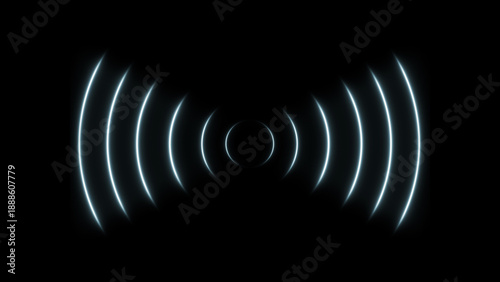 Radio waves seamless loop Isolated on black background