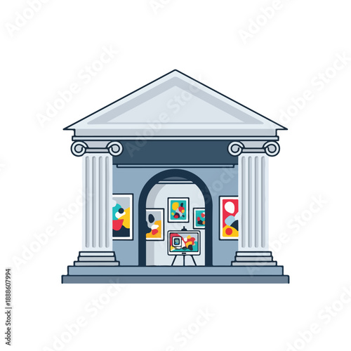 Museum Gallery Entrance with Art Displays