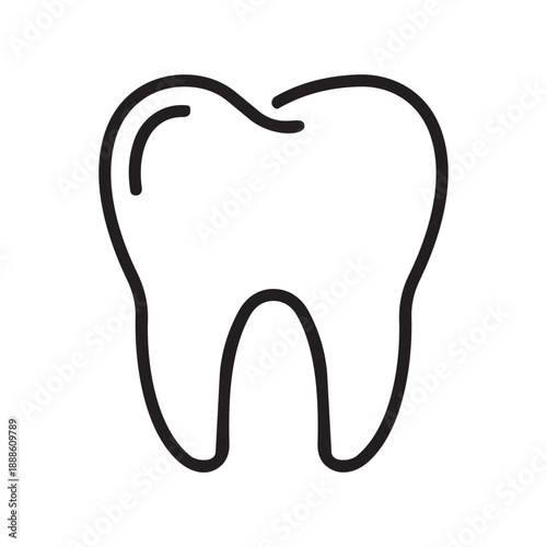 Healthy Tooth Icon: A clean, minimalist outline of a healthy tooth, perfect for dental health, hygiene, and medical related imagery.