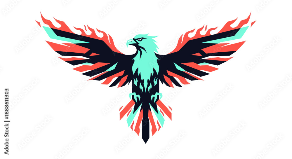 Obraz premium Stylized illustration of a blue and orange parrot wearing sunglasses